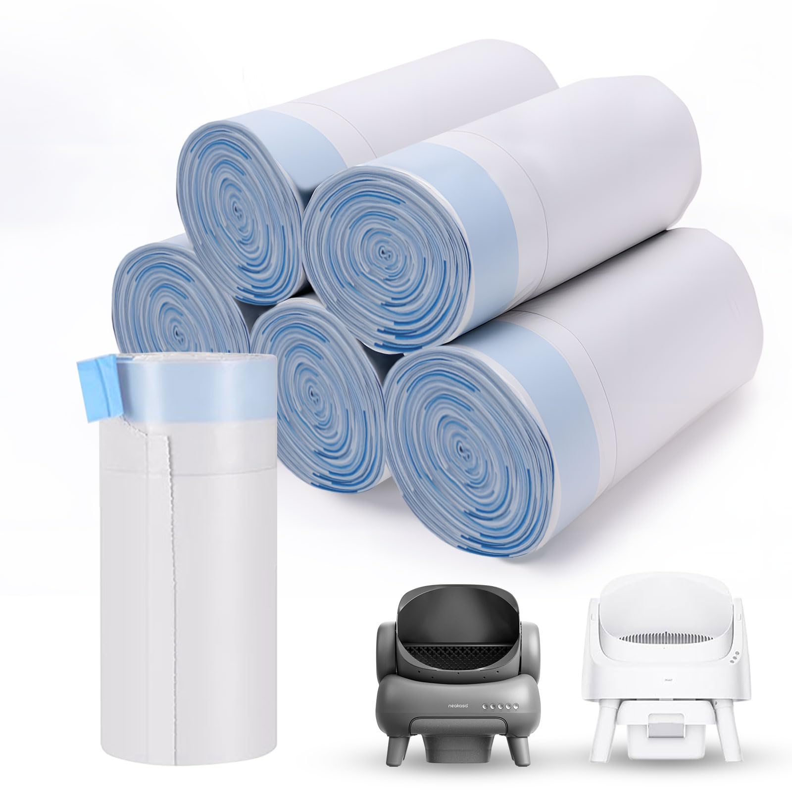 Photo 1 of 120 Count Cat Litter Box Bags for Neakasa and PetPivot Open Self-Cleaning Cat Litter Boxes, Extra Thick Heavy Duty Liners Replacement, Unscented, 27" x 13", Holds 22 lbs