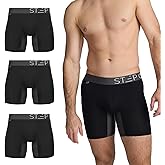 STEP ONE Mens Boxer Briefs, Underwear for Men Pack of 3, Anti Chafing Mens Underwear, Comfortable Moisture-Wicking Boxers