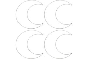 PATIKIL 8 Inch Moon Dream Catcher Rings, 4 Pcs Metal Christmas Macrame Wreath Floral Ring Hoop for Home Car DIY Craft Wedding