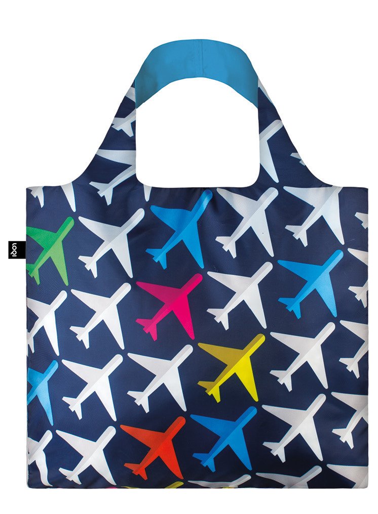 LOQI Artist Airport Airplane Canvas & Beach Tote Bag, 50 cm, 20 L, Multicolour