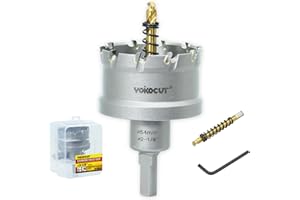YOKOCUT 2-1/8 Inch Carbide Hole Saw, Hole Cutter Carbide Tipped with Pilot Drill Bit, Tungsten Carbide Teeth Hole Saws for Stainless Steel, Metal, Iron, Copper, Brass, Plastic, Wood