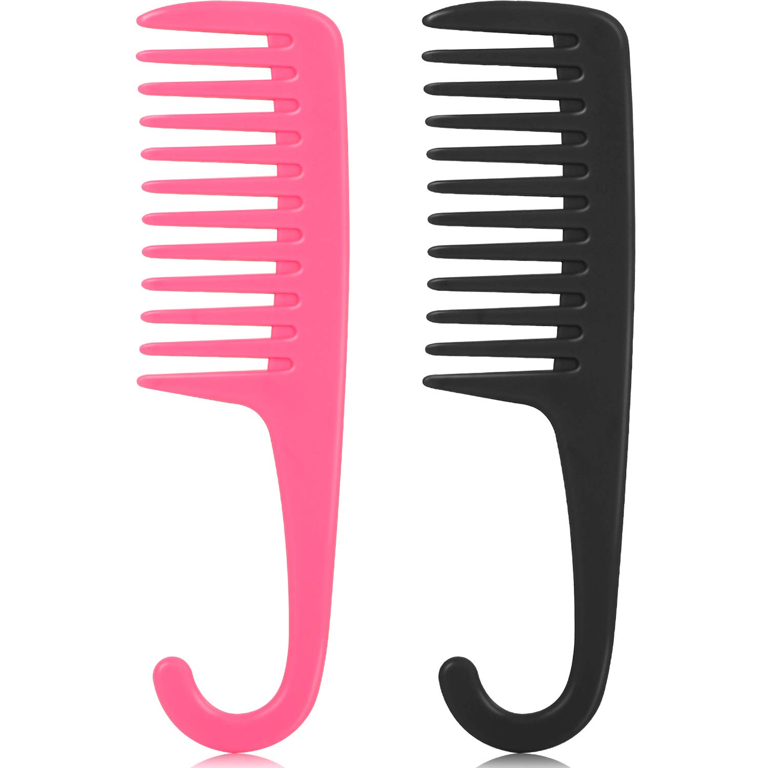 2 Pieces Detangler Shower Comb with hook Wide Teeth Combs Wet and Dry Comb for Home Beauty Salon