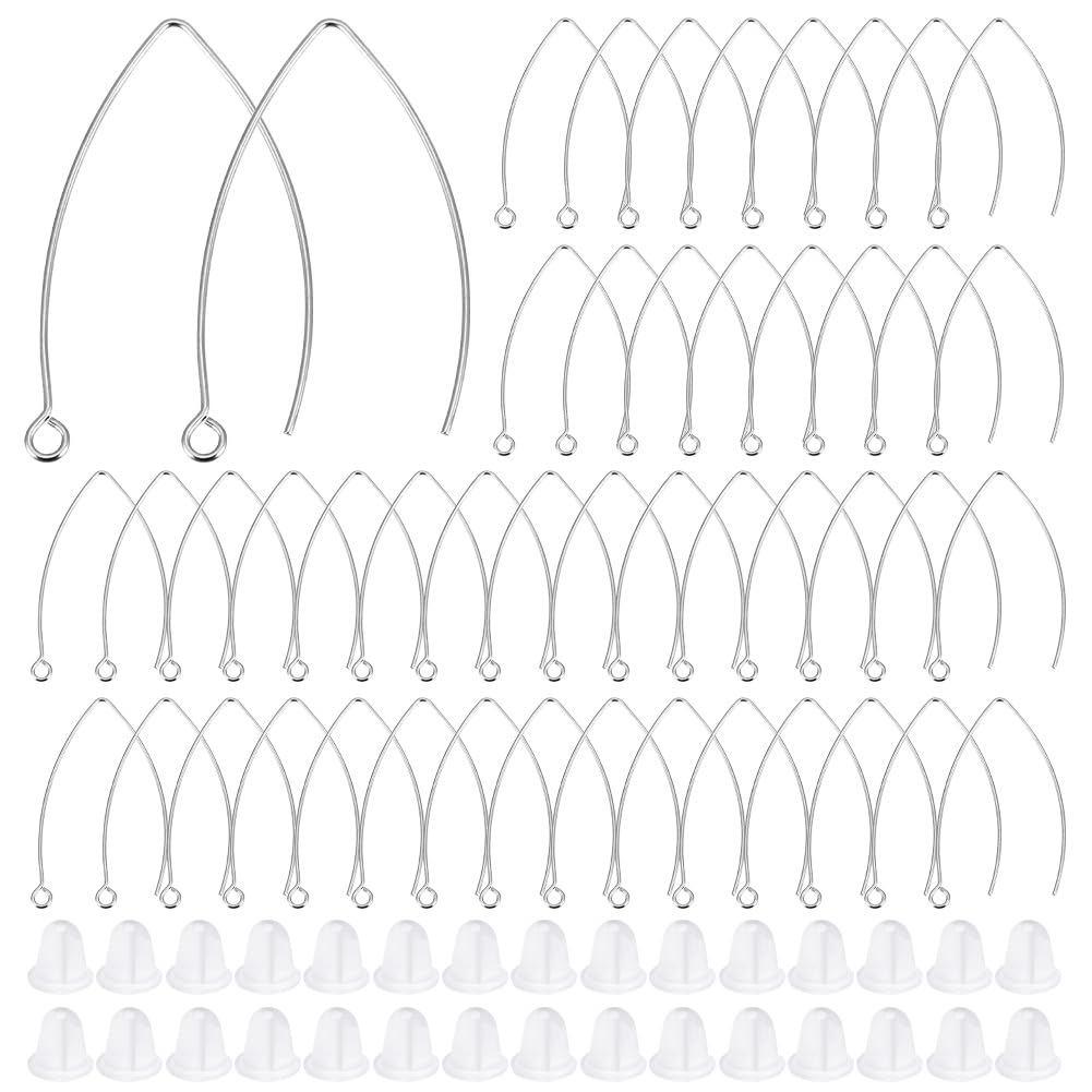 Beebeecraft 1 Box 200Pcs V Shape Earring Hooks Stainless Steel 19 Gauge Drop French Earring Hook Ear Wires Earring Findings with Loop for Jewellery Making DIY Earring Findings