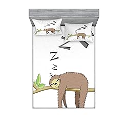 Ambesonne Sloth Fitted Sheet & Pillow Sham
