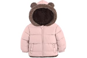 Enlifety 6M-5T Baby Toddler Winter Fleece Coat Boys Girls Cute Bear Ear Hooded Jackets with Pockets