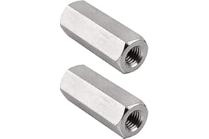 Niooliuk M10 X 1.5-Pitch 60mm Length Hex Width17mm Metric Hex Coupling Nut 304 Stainless Steel Rod Coupling Nuts Pack of 2