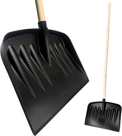 TDBS Snow Shovel Heavy Duty 44cm Plastic Head 120cm Wooden Handle