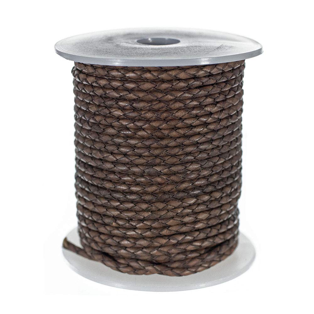 1 Roll Round Braided Cord - Folded Bolo PU Braid- Use for Necklace, Bracelets, Jewelry, Bolo Tie, and More (Dark Brown, 3mm x 10 Yards)