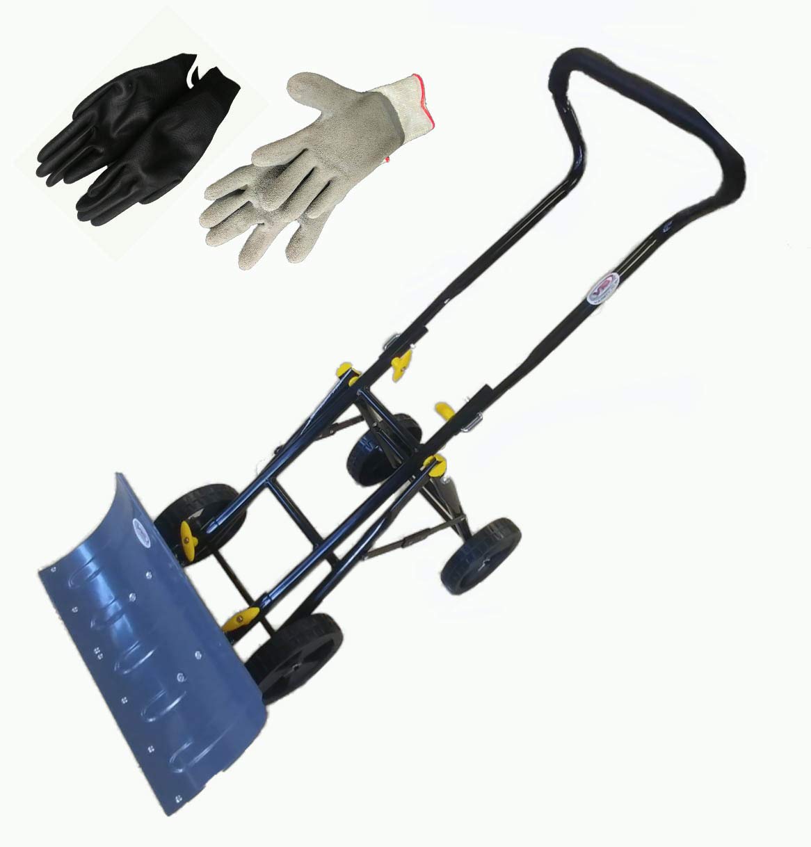 Heavy Duty Snow Shovel Adjustable Wheeled Snow Pusher Rolling Snow Plow