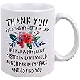 DQG CVT Best Sister-in-Law Mug - Thank You for Being My Sister In Law Coffee Mugs - Funny Sister-In-Law Gift - Unique Family Gag Gift - Birthday Christmas Novelty Present Ideas Cup Ceramic 11oz