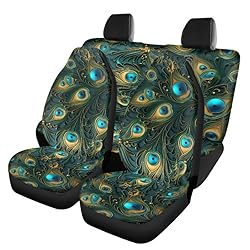 Semiouray Retro Peacock Feathers Car Seat Covers