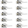 Orger 10 Pack Interior Passage Door Lock Brushed Nickel Hallway/Closet Door Lever, Keyless Door Lever Handle with Square Rosette, Modern Non-Locking Interior Door Lever