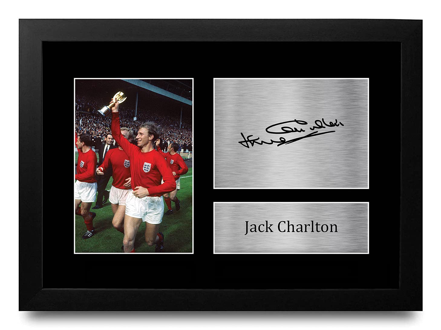 HWC Trading FR A4 Jack Charlton England Gifts Printed Signed Autograph Picture for Football Fans and Supporters - A4 Framed