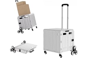 TODAYGO Heavy Duty Stair Cart: Climbing Collapsible Rolling Organizer with Wheels for Teachers Office Trade Shows Grocery Foldable Crate Basket & Shelves