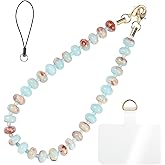CH.YISHI Handmade Natural Stone Beaded Charm Cell Phone Camera Lanyard, Hands-Free Wrist Strap, Phone Chain Keychain String