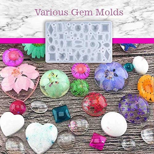 83 Pcs Set Resin Jewelry Molds - DIY Crystal Glue Jewelry Mold - Silicone Resin Moulds for Jewellery Making with Storage Bag - Resin Casting Molds for Pendant, Earring, Diamond Molds Craft (White)