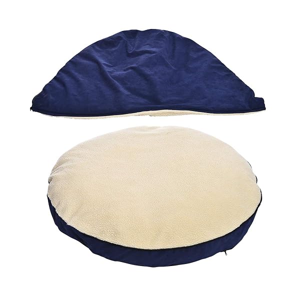 AMAZON BASICS PET CAVE BED FOR DOG, WITH REMOVAL NESTING CAVE COVER, FITS UP TO 35LBS PETS, 30 X 30 X 12.5 INCHES, BLUE