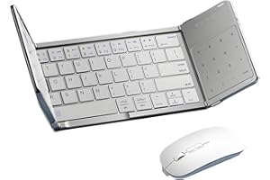 Foldable Keyboard & Mouse Set, 3 Fold Portable Keyboard with Touchpad & Numeric Keypad Mode, ≤10m Transmission Distance Andro