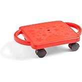 hand2mind Red Indoor Scooter Board with Handles, Ages 5+ | Sit Down Floor Scooter, Gym Activities for Kids, Indoor Sport Recess Games, Physical Education Equipment, Gross Motor Toy