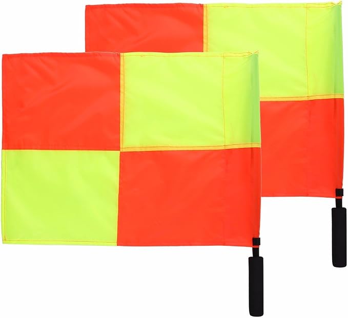 2 Drapeaux Arbitre Football Haute Visibilité - Avec Sac De Rangement