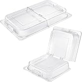 Blulu 2 Pack Polycarbonate Hinged Dome Cover with Handle | 21 x 13 x 3 Inch Rectangular Dome Cover, Double Sided Handle Table Pot Lid for Buffet Tray Kitchen Hotel Steamer Baking Tray