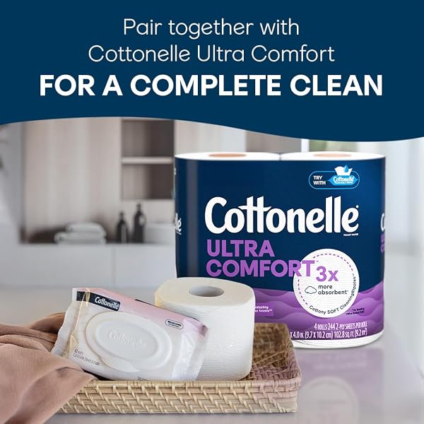 COTTONELLE FRAGRANCE FREE FLUSHABLE WET WIPES, ADULT WET WIPES, 8 FLIP-TOP PACKS, 42 WIPES PER PACK