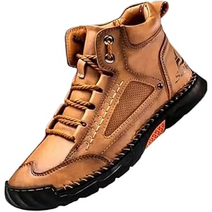 Sawbehind 2026 Upgrade Men's Wide Leather Shoes for Hiking Working, Men's Comfortable Handmade Boots–Waterproof, Arch Support