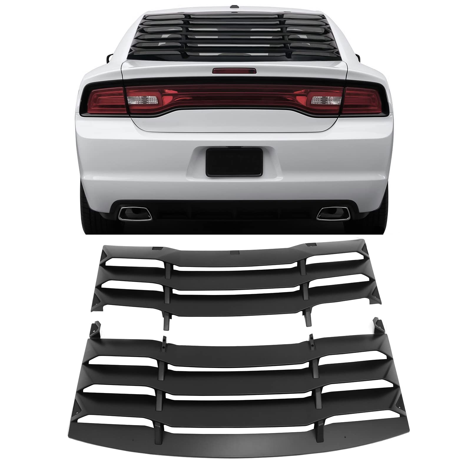 Compatible con rejilla de ventana trasera Dodge Charger 2011-2023, color negro mate.