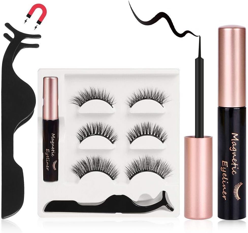 URAQT Magnetic Eyelash, 3 works 3D False Eyelash Extensions, Reusable Handmade Artificial Lashes, Natural Thickness