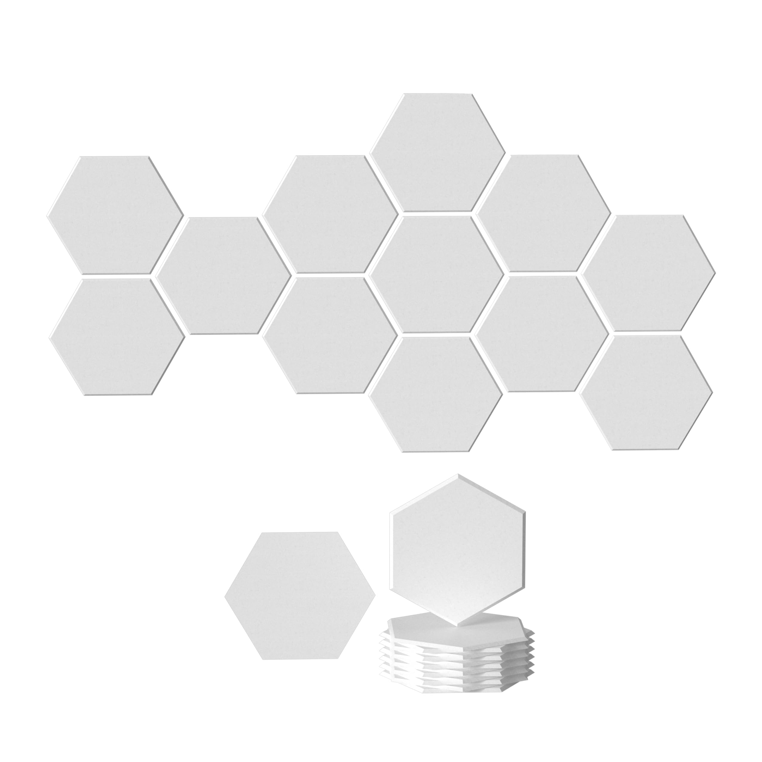 Photo 1 of 12Pack Soundproof Wall Panels acoustic panel Acoustic Foam Panels 11.4"X9.8"X0.35" High-Density Sound Deadening Panels Wall Decoration Absorb Noise in Home,Office,Recording Room,Studio(Hexagon White)