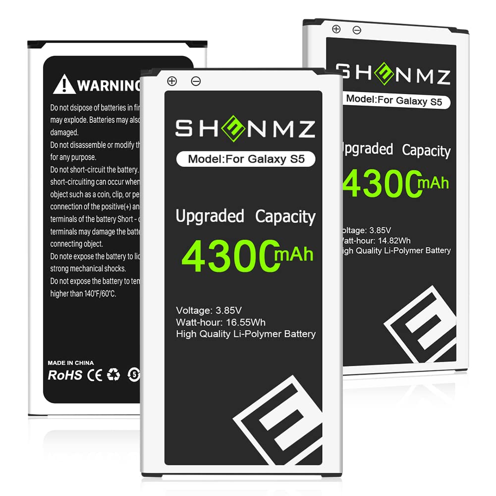 Galaxy S5 Battery, (2025 Upgraded) 4300mAh Ultra High Capacity New 0 Cycle Replacement Battery for Samsung Galaxy S5 G900A G900P G900V G900T G900F G900H G900R4 I9600 S5 Spare Battery