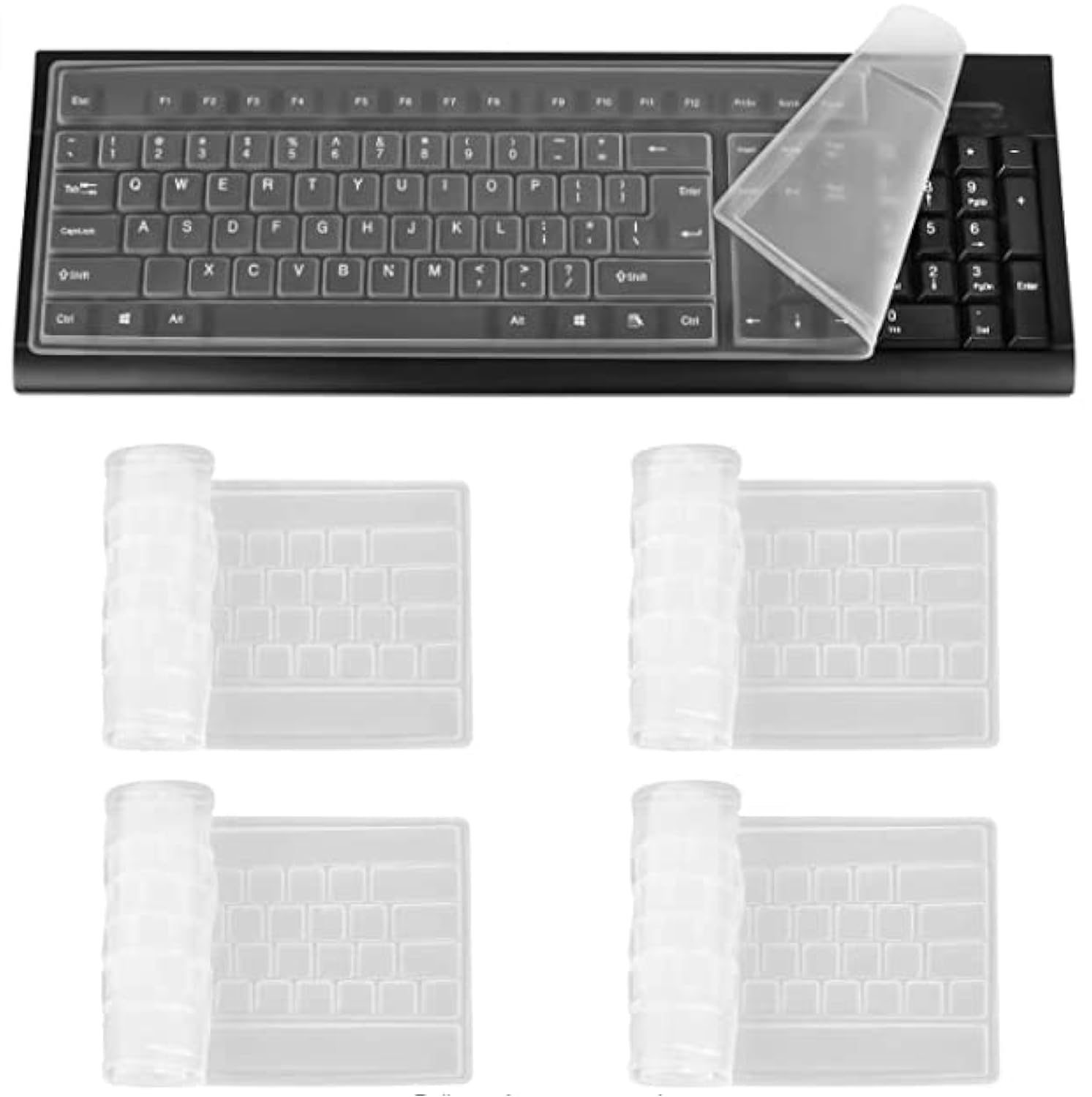 quiodok 4 Pcs Desktop Computer Keyboard Skin Protector Film Cover, Clear Silicone Keyboard Cover, Universal Keyboard Cover Protector for Standard Size 108 Keys PC Computer(445 * 130mm)