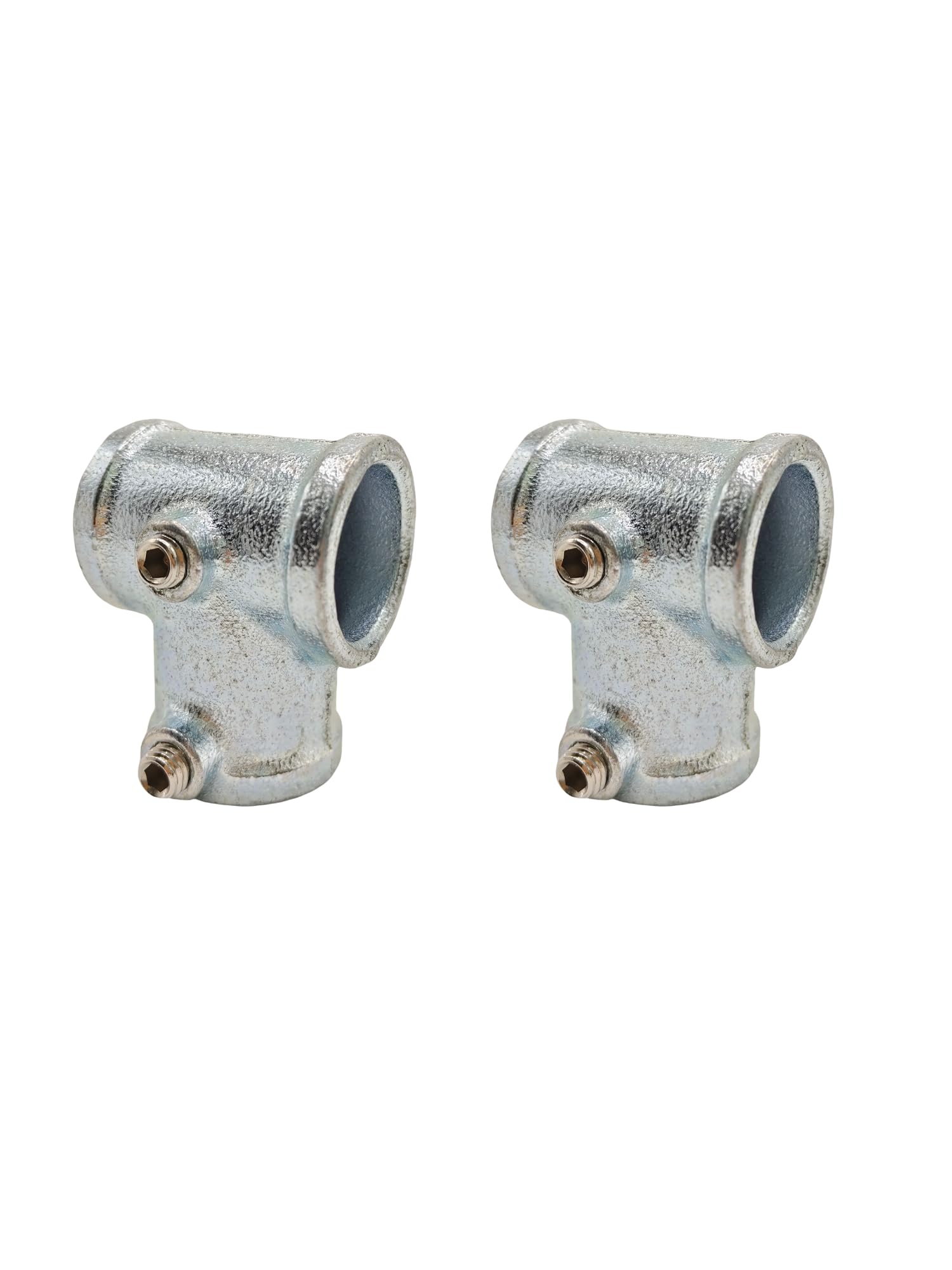 Photo 1 of 2 Pcs Galvanized Pipe Fittings Single Socket Tee Steel Pipe Pipe Clamps Fits 1 Inch (25.4 mm) OD Pipe,Single Socket Tee Pipe Fitting Rail Connector Fit for 90° Butt Joint Between Two Pipes