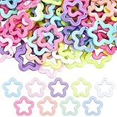 SOFPLATE 100Pcs 1.73x0.17in Star Acrylic Charms Hollow Star Beads Small Colorful Opaque Craft with Hole Celestial Pendant Charm Accessory for Jewelry Making Necklaces Earrings Supplies DIY Crafts