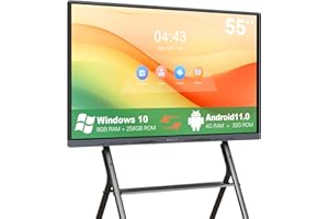 Armerboard 55'' Smart Board 4K UHD Touchscreen Interactive Whiteboard Digital Electronic Whiteboard for Classroom and Office, Built in Dual System Robust(Wall Mount Included)