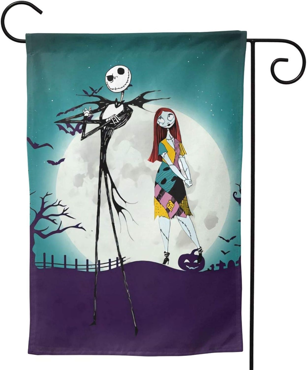 The Nightmare Before Christmas Jack Skeleton Garden Flag Lawn Terrace Sign The Pumpkin King Vertical Double Sided Black Burlap Yard Outdoor Decor 12.5"X18"