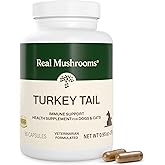 Real Mushrooms Turkey Tail Capsules for Pets, Organic Mushroom Supplement | Dog and Cat Prebiotic for Pet Well-being and Daily Balance Support, Organic Turkey Tail Extract, Non-GMO, 90ct