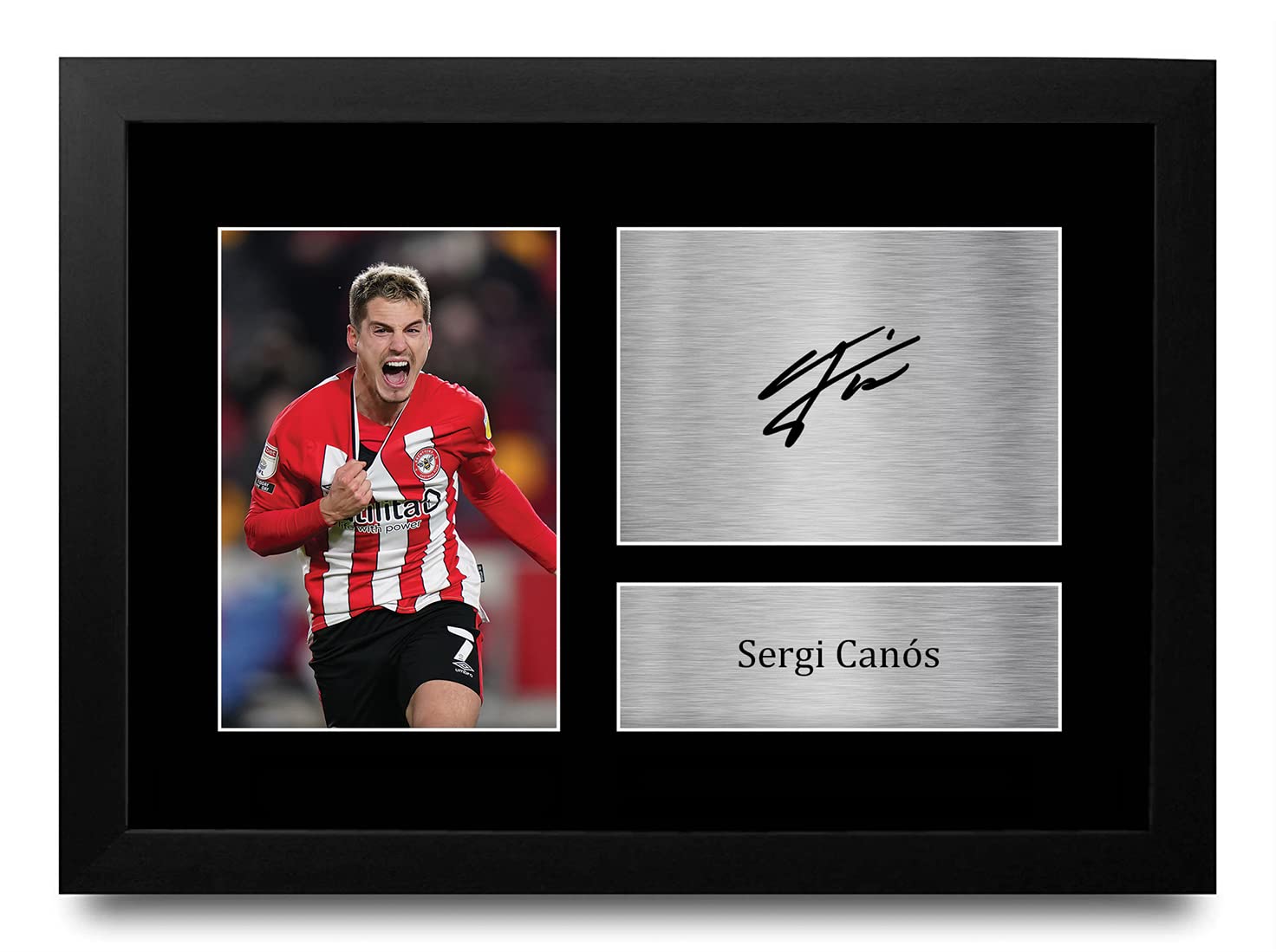 HWC Trading FR A4 Sergi Canos Brentford Gifts Printed Signed Autograph Picture for Football Fans and Supporters - A4 Framed