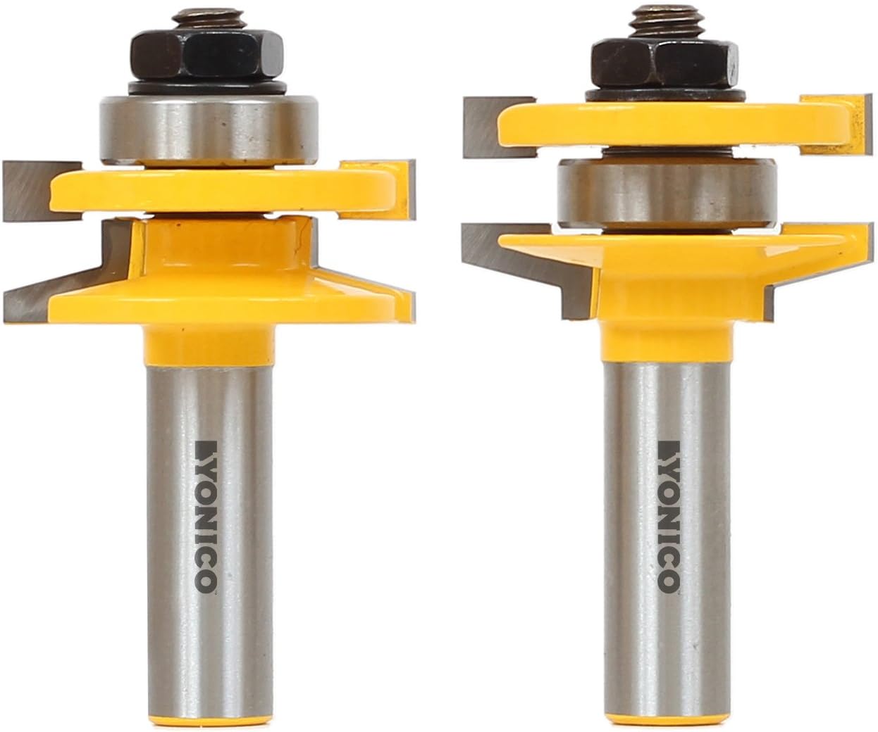 Yonico 12247-2 Bit Rail and Stile Router Bit Set, Bevel - Stock Size: 3/4" to 7/8" - 1/2" Shank, 1/2-inch diameter x 2-3/4-inch length