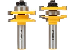 Yonico 12247 2 Bit Rail and Stile Router Bit Set with Bevel 1/2-Inch Shank