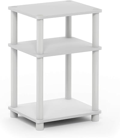 Furinno Just 3-Tier Side Table White Espresso Bedside End Table