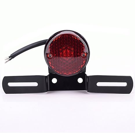 Xubox Motorcycle Tail Light, Universal Round Motorcycle Brake Trailer Lights Stop Run Light with License
