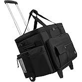 Timoxi Rolling Teacher Bag Built-in Hard Support Board, Rolling Briefcase with Detachable Trolley, Rolling bag with Laptop compartment, Adjustable Shoulder Strap, and Ample Storage Space