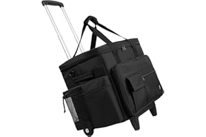 Timoxi Rolling Teacher Bag, Rolling Briefcase with Detachable Trolley, Large capacity rolling bag with Laptop compartment, Adjustable Shoulder Strap, and Ample Storage Space