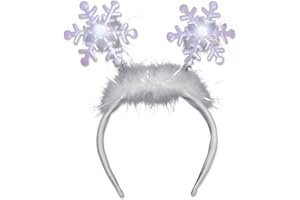FLASHINGBLINKYLIGHTS Light Up Snowflakes Head Boppers Headband with White Flashing LED Lights
