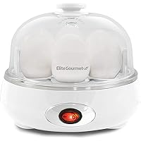 Elite Gourmet EGC322CW Easy Egg Cooker Electric 7-Egg Capacity, Soft, Medium, Hard-Boiled Egg Cooker with Auto Shut-Off, Meas