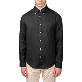 Brooks Brothers Men's All Linen The Original Polo Long Sleeve Shirt, (Medium, 208068 Black)
