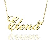 AOLO Elena Heart Name Necklace 18k Gold Plated