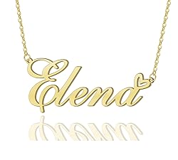 AOLO Elena Heart Name Necklace 18k Gold Plated