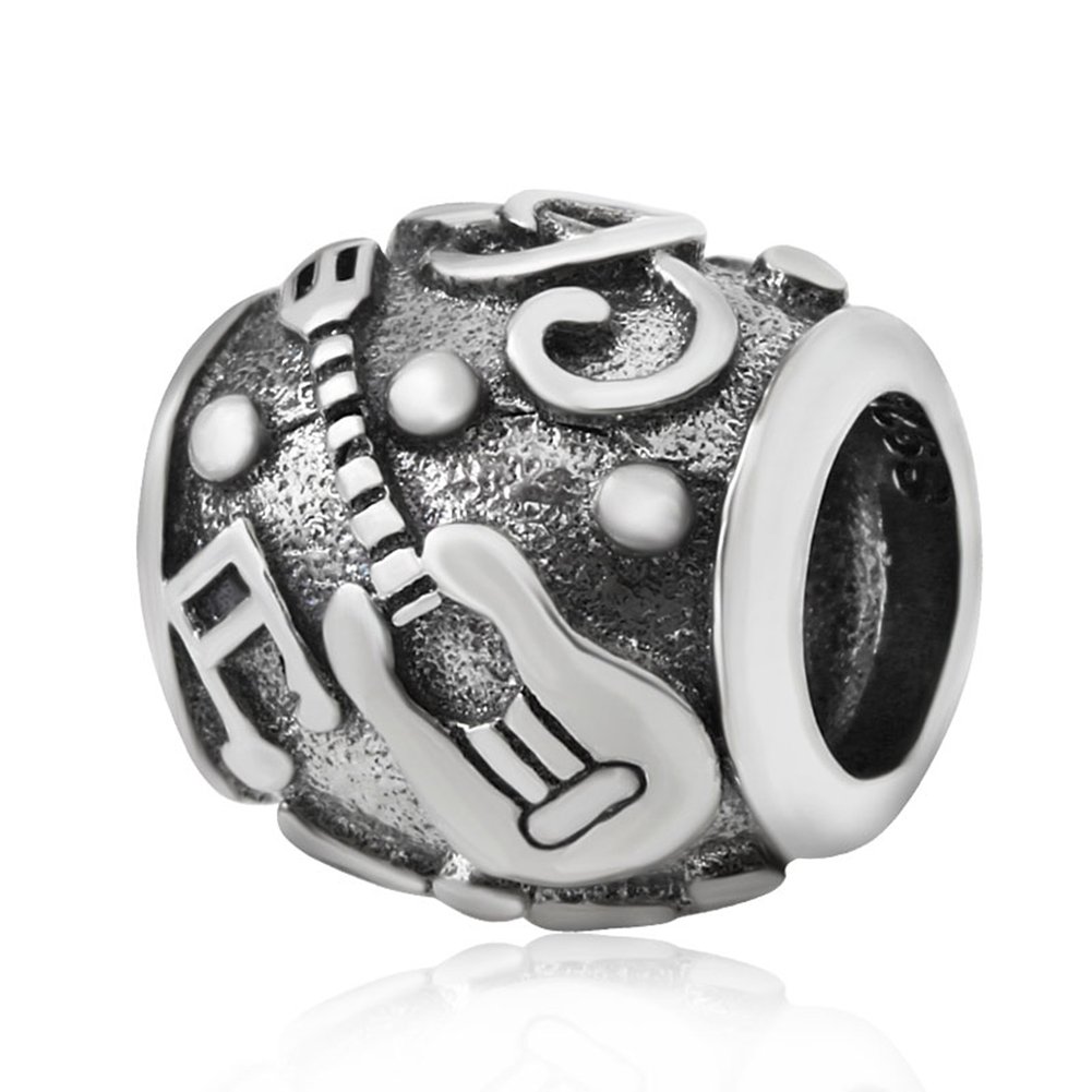 Guitar Charm 925 Sterling Silver Note Charm Music Charm Anniversary Charm for Pandora Charm Bracelet